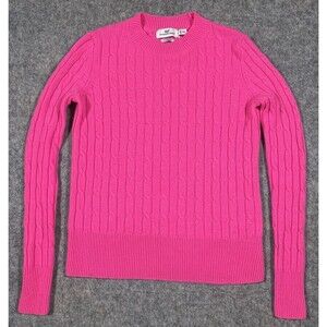 Vineyard Vines Hot Pink 100% Cashmere Cable Crew Neck Sweater Womens XXS Classic